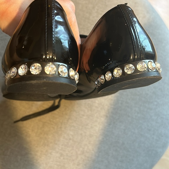 Miu Miu Black Patent Leather Crystal Embellished Lace Up Derby Size 7 - Picture 12 of 15